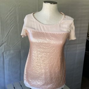 Light pink/peach sequin front blouse